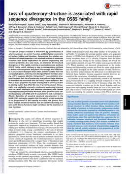 Loss of Quaternary Structure Is Associated with Rapid Sequence Divergence in the OSBS Family