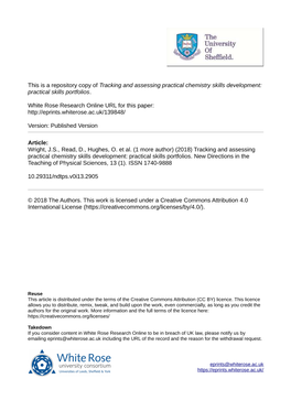 Tracking and Assessing Practical Chemistry Skills Development: Practical Skills Portfolios