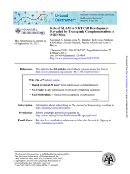 NOD Mice Revealed by Transgenic Complementation in Role of SLAM