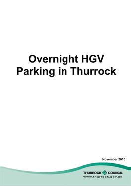 Overnight HGV Parking in Thurrock, November 2010