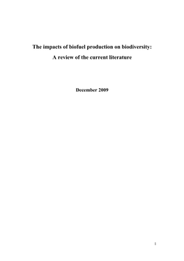 Review: the Impacts of Biofuel Production on Biodiversity (2009)