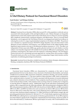 A 5Ad Dietary Protocol for Functional Bowel Disorders