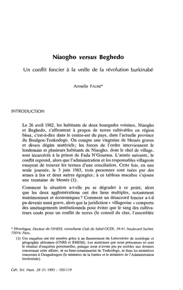 Niaogho Versus Beghedo : Un Conflit Foncier À La Veille De La Révolution