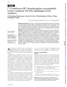 Dysembryoplastic Neuroepithelial Tumours Compared with Other