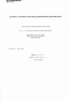 Antiseptic Cytotoxicity and the Cutaneous Wound: an in Vitro Study