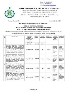 Of 11 GOVERNMENT of WEST BENGAL