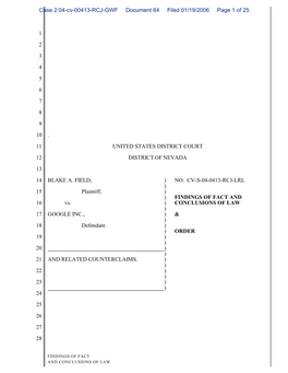 Field Vs. Google, Inc