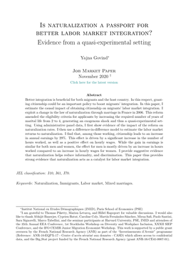 Is Naturalization a Passport for Better Labor Market Integration? Evidence from a Quasi-Experimental Setting