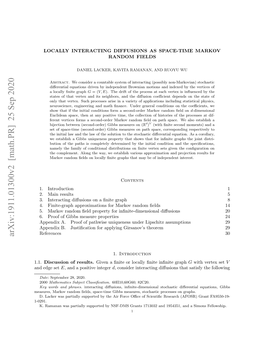 Locally Interacting Diffusions As Space-Time Markov Random Fields 3