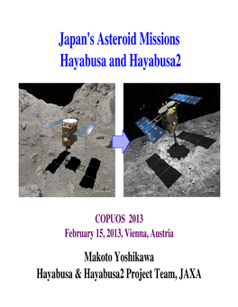 Japan's Asteroid Missions Hayabusa and Hayabusa2