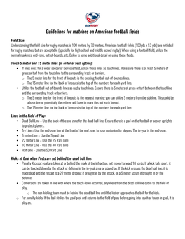 Guidelines for Matches on American Football Fields