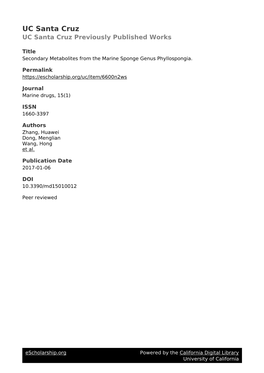 Secondary Metabolites from the Marine Sponge Genus Phyllospongia