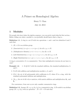 A Primer on Homological Algebra