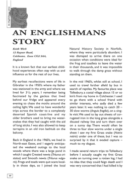 AN ENGLISHMANS STORY Keith Werb Natural History Society in Norfolk, 12 Rayner Road, Where They Were Particularly Abundant