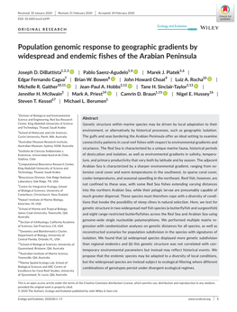 Population Genomic Response to Geographic Gradients by Widespread and Endemic Fishes of the Arabian Peninsula