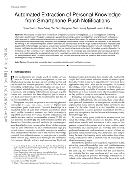 Automated Extraction of Personal Knowledge from Smartphone Push Notiﬁcations