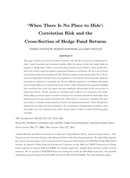 Correlation Risk and the Cross Section of Hedge Fund Returns