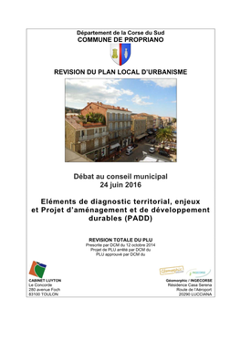 Commune De Propriano Revision Du Plan Local D'urbanisme