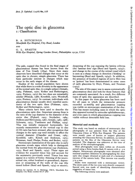 The Optic Disc in Glaucoma I: Classification