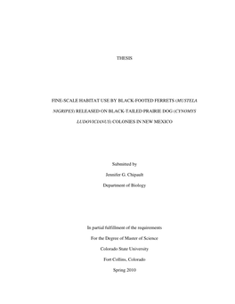 Thesis Fine-Scale Habitat Use by Black-Footed Ferrets