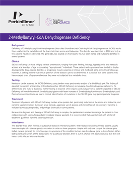 2-Methylbutyryl-Coa Dehydrogenase Deficiency