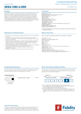 Monthly Professional Factsheet Iberia Fund A-Euro 31 August 2021