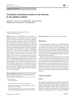 Treatment of Hesitation Marks on the Forearm by the Pinhole Method