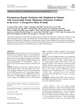 Percutaneous Hepatic Perfusion with Melphalan in Patients with Unresectable Ocular Melanoma Metastases Conﬁned to the Liver: a Prospective Phase II Study