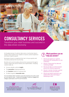 CONSULTANCY SERVICES Transform Your Retail Business and Succeed in the Data-Driven Economy