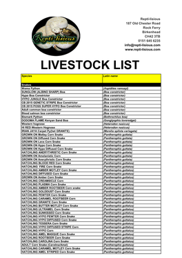 Livestock List