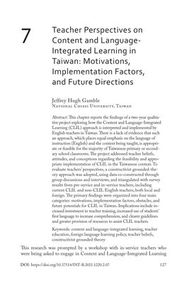 7 Teacher Perspectives on Content and Language- Integrated Learning