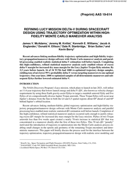 Refining Lucy Mission Delta-V During Spacecraft Design Using Trajectory Optimization Within High- Fidelity Monte Carlo Maneuver Analysis