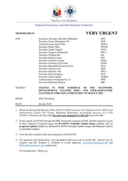 Change in Schedule of Pre-SONA Forum 2020