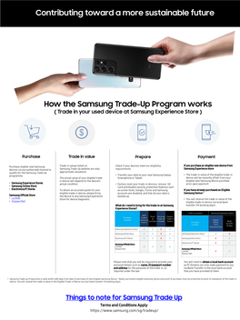 Contributing Toward a More Sustainable Future How the Samsung Trade-Up Program Works