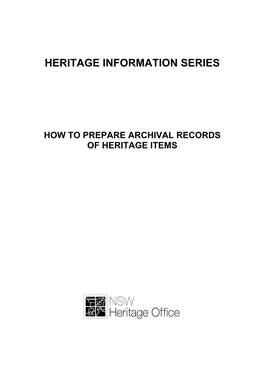 How to Prepare Archival Records of Heritage Items