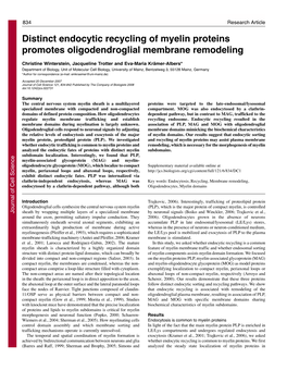 Distinct Endocytic Recycling of Myelin Proteins Promotes Oligodendroglial Membrane Remodeling