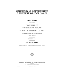 Complementary and Alternative Medicine in Government-Funded Health Programs