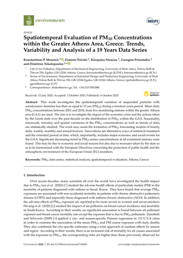 Spatiotemporal Evaluation of PM10 Concentrations Within the Greater Athens Area, Greece. Trends, Variability and Analysis of a 19 Years Data Series