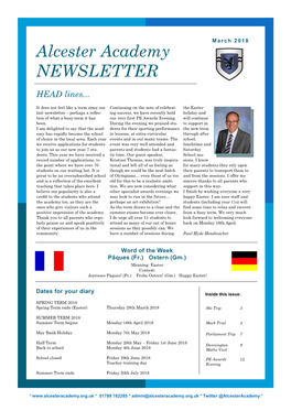 Alcester Academy NEWSLETTER