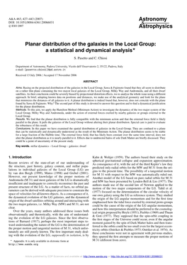 Planar Distribution of the Galaxies in the Local Group: a Statistical and Dynamical Analysis