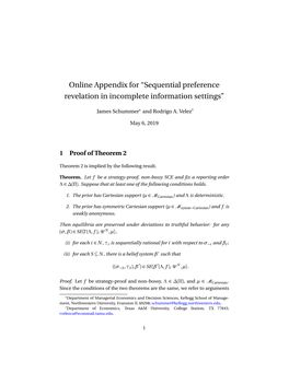 Sequential Preference Revelation in Incomplete Information Settings”