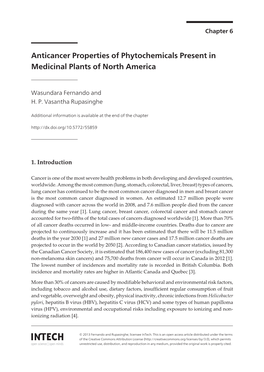 Anticancer Properties of Phytochemicals Present in Medicinal Plants of North America