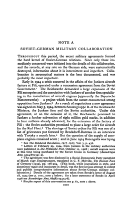 Note a Soviet-German Military Collaboration Throughout