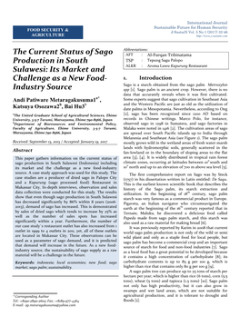 The Current Status of Sago Production in South Sulawesi