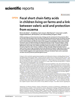 Fecal Short Chain Fatty Acids in Children Living on Farms and a Link