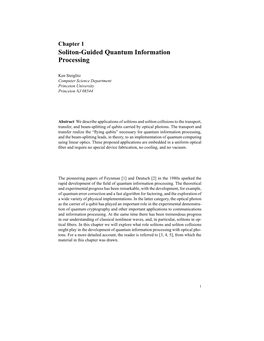 Soliton-Guided Quantum Information Processing