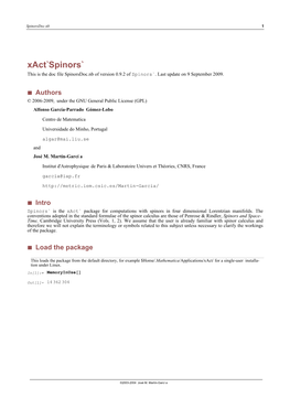 Xact`Spinors` This Is the Doc File Spinorsdoc.Nb of Version 0.9.2 of Spinors`