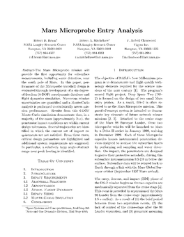 Mars Microprobe Entry Analysis