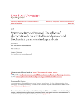 Systematic Review Protocol: the Effects of Glucocorticoids on Selected Hemodynamic and Biochemical Parameters in Dogs and Cats