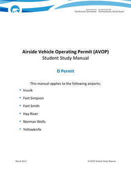 Airside Vehicle Operating Permit (AVOP) Student Study Manual
